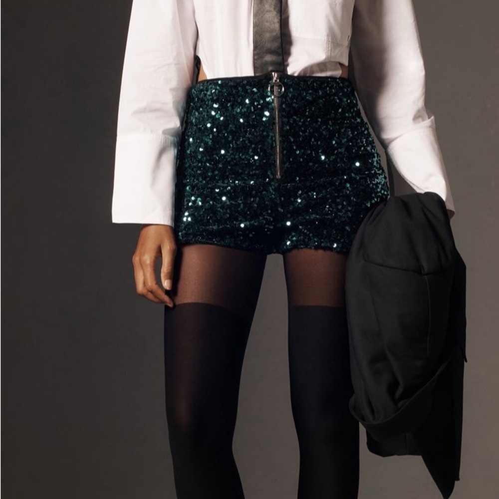 Anthropologie Green Sequin shirts